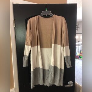 Long striped cardigan sweater. Size large